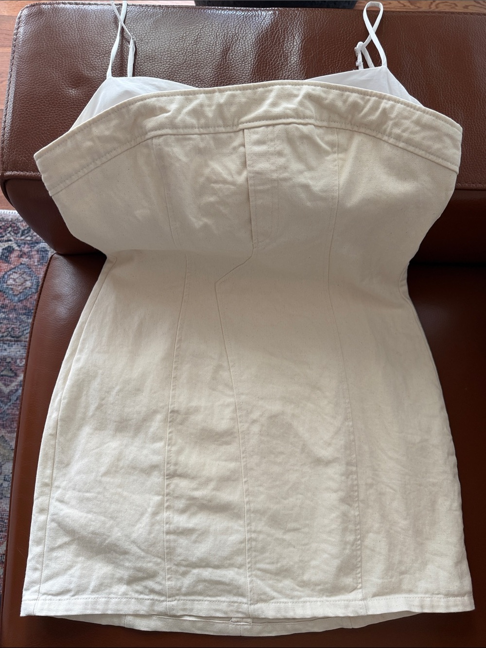 Zara Cream Strapless Fitted Dress M